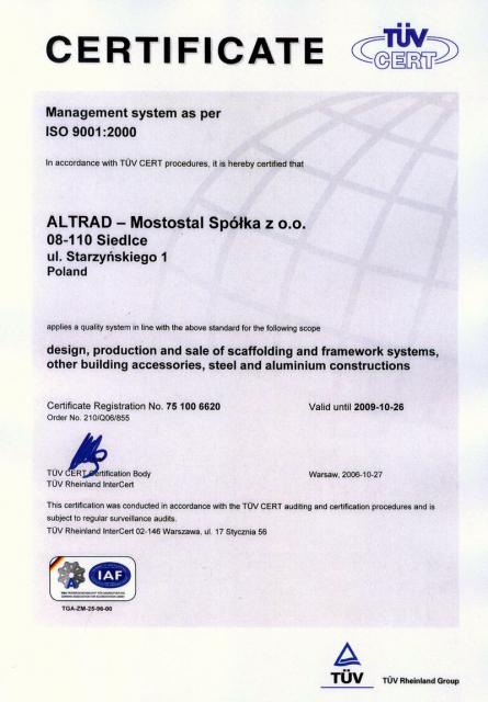 Certificate ISO EN